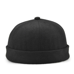 Herren Solid French Bucket Cap Flanging Schädelkappe Sailor Cap Rolled Cuff Retro Fashion Krempenlose Hüte
