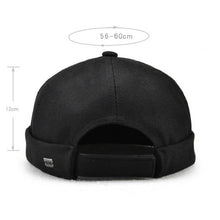 Lade das Bild in den Galerie-Viewer, Herren Solid French Bucket Cap Flanging Schädelkappe Sailor Cap Rolled Cuff Retro Fashion Krempenlose Hüte
