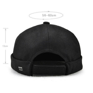Herren Solid French Bucket Cap Flanging Schädelkappe Sailor Cap Rolled Cuff Retro Fashion Krempenlose Hüte