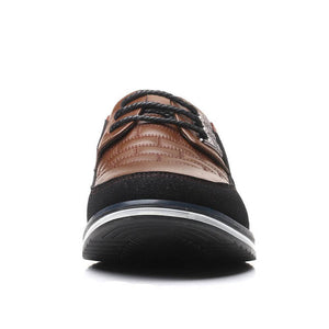 Men's leather splicing non -slip metal decoration soft sole leisure shoes