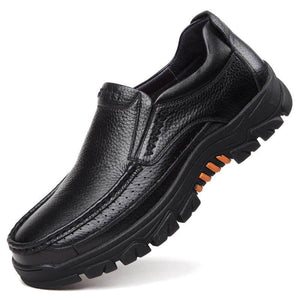 Men's real cowhide waterproof comfortable slipproof soft slip on casual oxfords