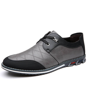 Big Men cuero a cuadros zapatos de ocio suaves de cuero suave