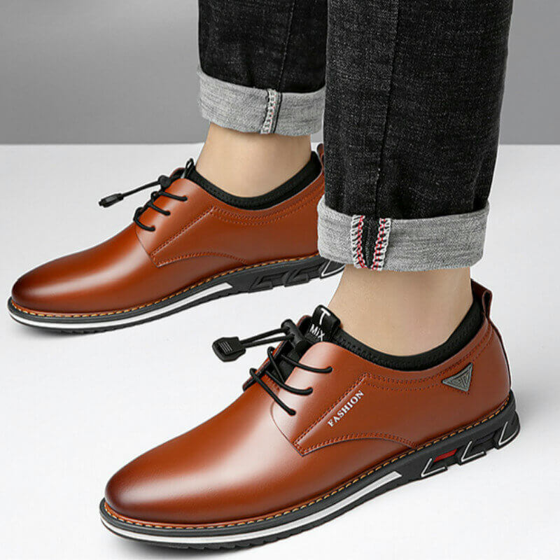 Herren Mikrofaser Leder rutschfeste weiche elastische Spitze Freizeitschuhe