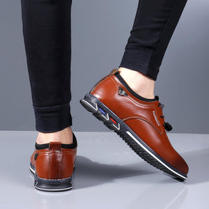 Men's microfiber leather slipproof soft elastic lace leisure shoes