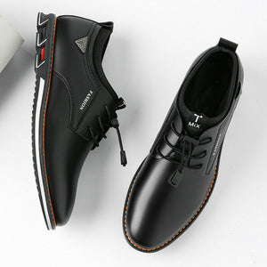 Men's microfiber leather slipproof soft elastic lace leisure shoes