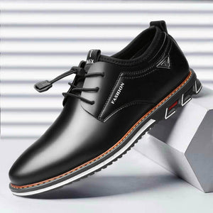 Men's microfiber leather slipproof soft elastic lace leisure shoes