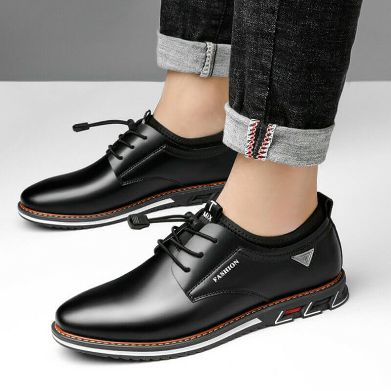 Herren Mikrofaser Leder rutschfeste weiche elastische Spitze Freizeitschuhe