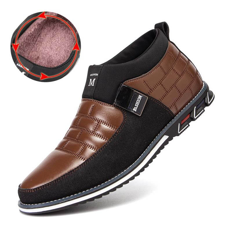 Herren Classic Business Casual Slip On Leder Stiefeletten (Schmale Schuhbreite, größere Größe empfohlen.)