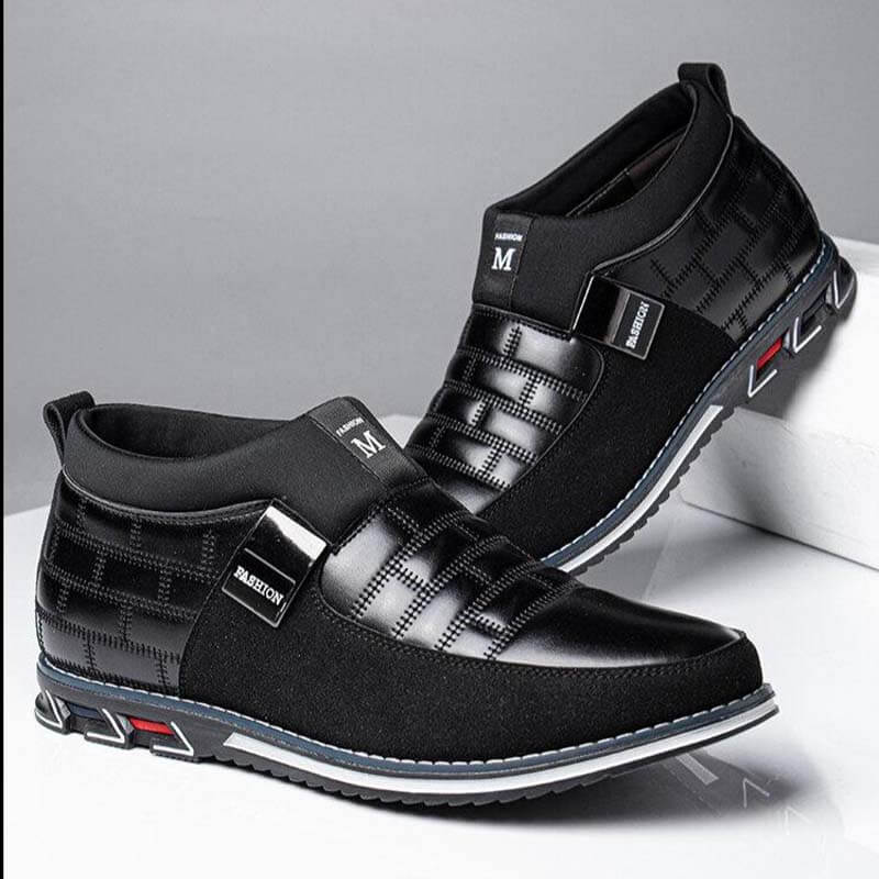 Herren Classic Business Casual Slip On Leder Stiefeletten (Schmale Schuhbreite, größere Größe empfohlen.)