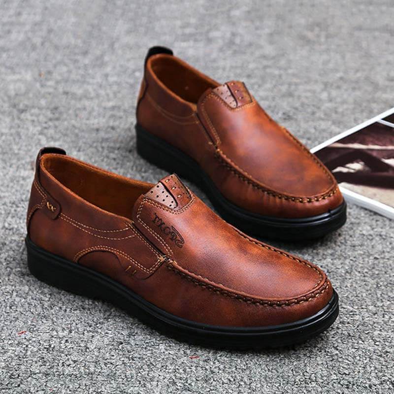 Herren Retro Farbe Leder Large Size Soft Sole Freizeitschuhe