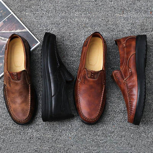 Herren Retro Farbe Leder Large Size Soft Sole Freizeitschuhe