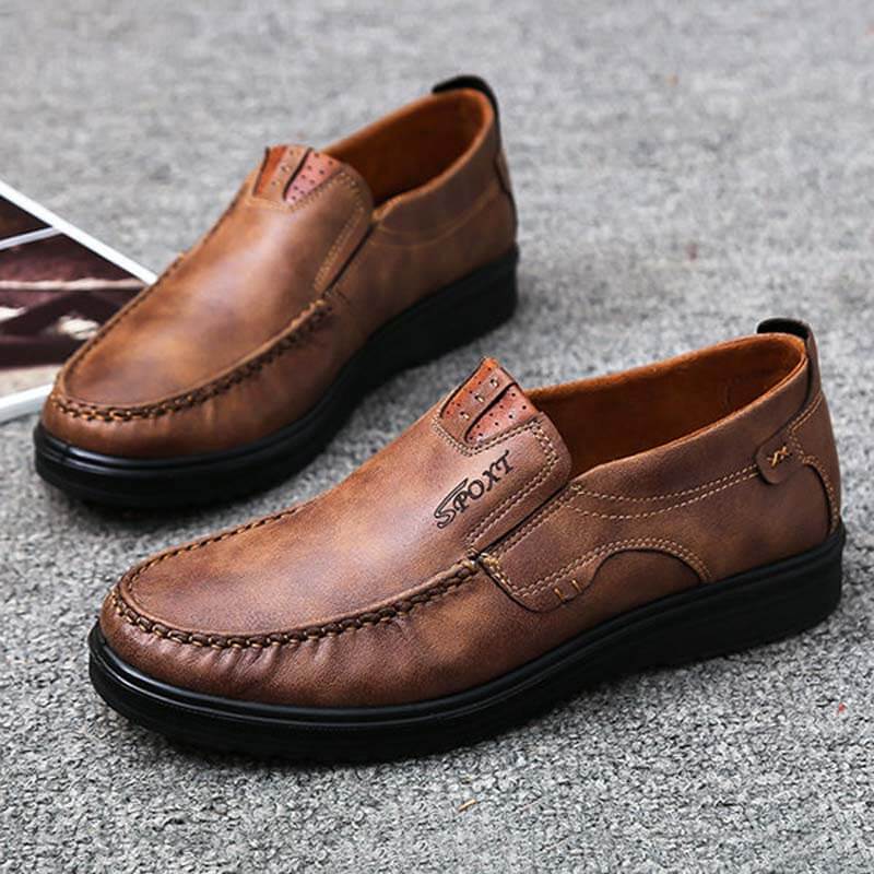 Herren Retro Farbe Leder Large Size Soft Sole Freizeitschuhe