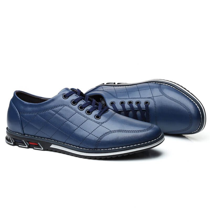 Herren Karierte Leder Schnürschuhe Business Casual