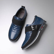 Lade das Bild in den Galerie-Viewer, Herren Metall Dekor Echtes Leder Spleißen Rutschfeste Klettverschluss Business Freizeitschuhe
