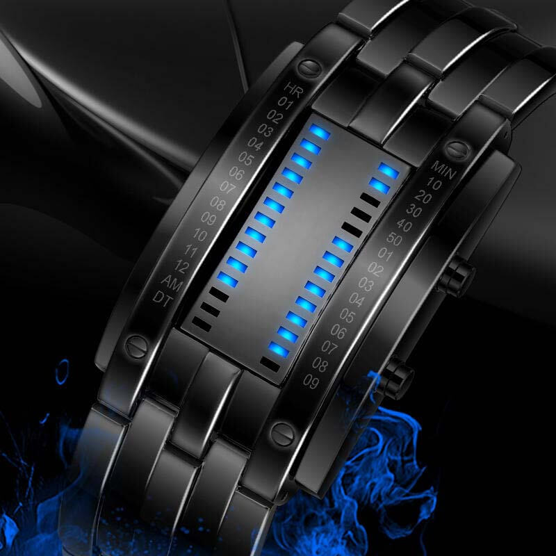 Mode Männer Uhr Wasserdichte leuchtende Datumsanzeige Kreative LED Vollstahl Digitaluhr