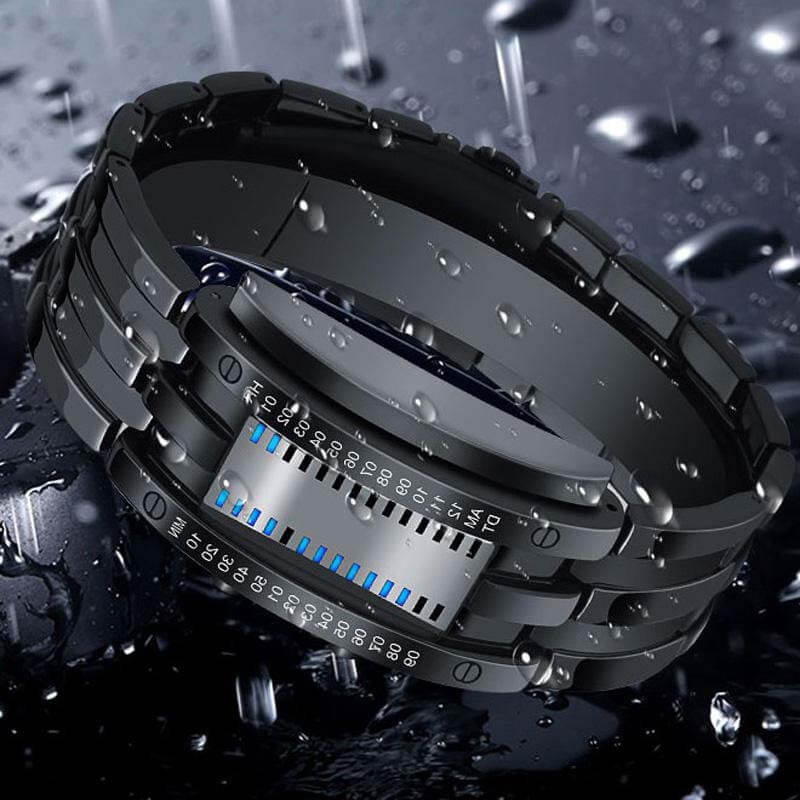 Mode Männer Uhr Wasserdichte leuchtende Datumsanzeige Kreative LED Vollstahl Digitaluhr
