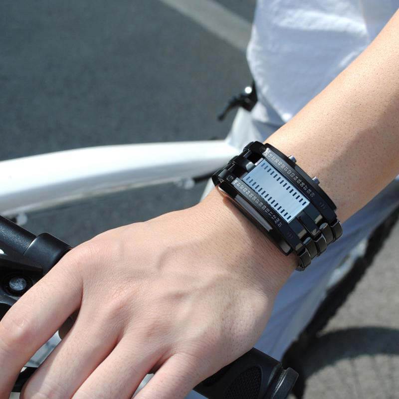 Mode Männer Uhr Wasserdichte leuchtende Datumsanzeige Kreative LED Vollstahl Digitaluhr
