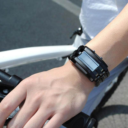 Mode Männer Uhr Wasserdichte leuchtende Datumsanzeige Kreative LED Vollstahl Digitaluhr