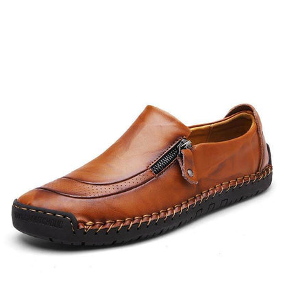 Herren Hand Nähen Reißverschluss Slip-Ons Lederschuhe