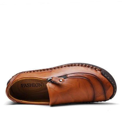 Herren Hand Nähen Reißverschluss Slip-Ons Lederschuhe