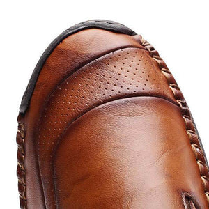 Herren Hand Nähen Reißverschluss Slip-Ons Lederschuhe