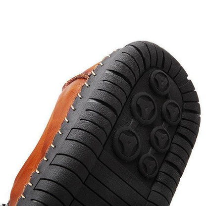 Herren Hand Nähen Reißverschluss Slip-Ons Lederschuhe