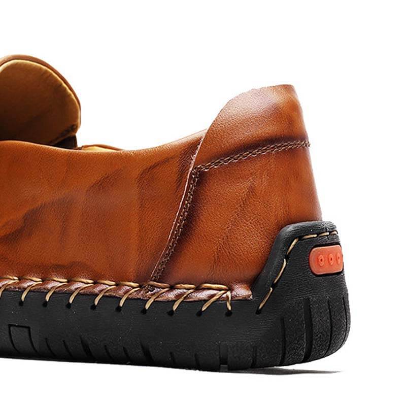 Herren Hand Nähen Reißverschluss Slip-Ons Lederschuhe