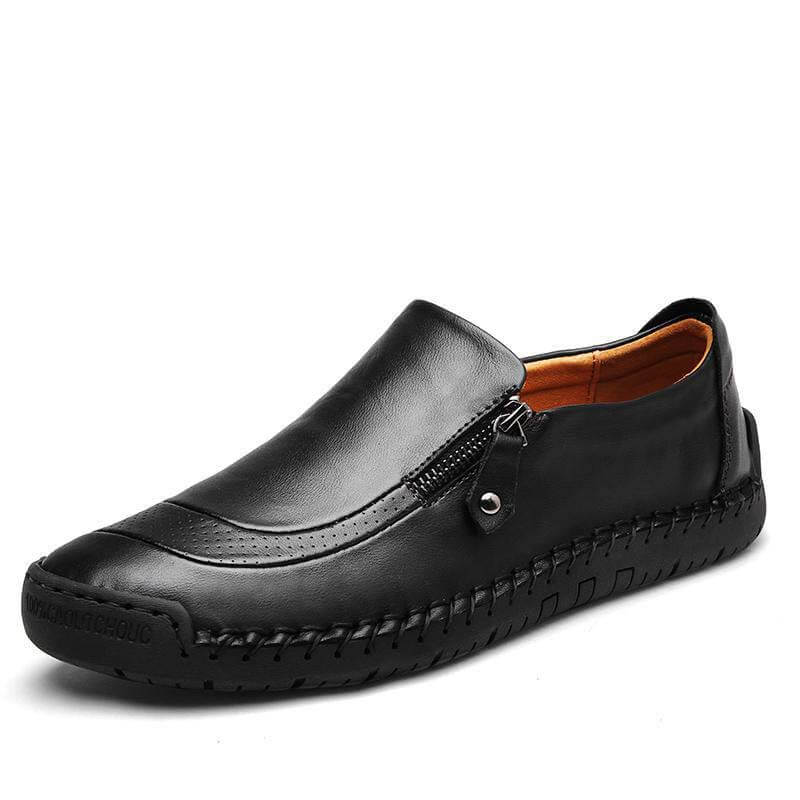 Herren Hand Nähen Reißverschluss Slip-Ons Lederschuhe