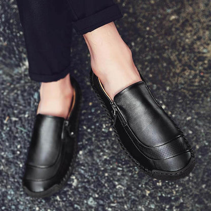 Herren Hand Nähen Reißverschluss Slip-Ons Lederschuhe