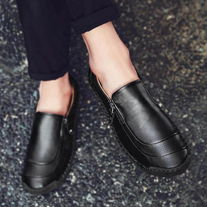 Herren Hand Nähen Reißverschluss Slip-Ons Lederschuhe