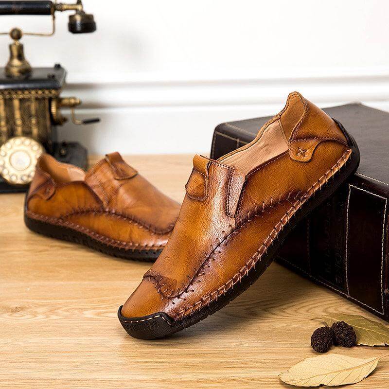 Herren Handnähte, rutschfest, große, weiche Sohle, Freizeitschuhe aus Leder
