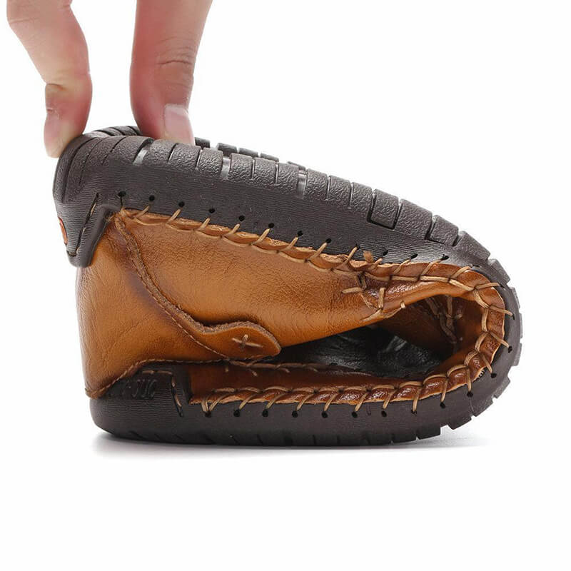 Herren Handnähte, rutschfest, große, weiche Sohle, Freizeitschuhe aus Leder