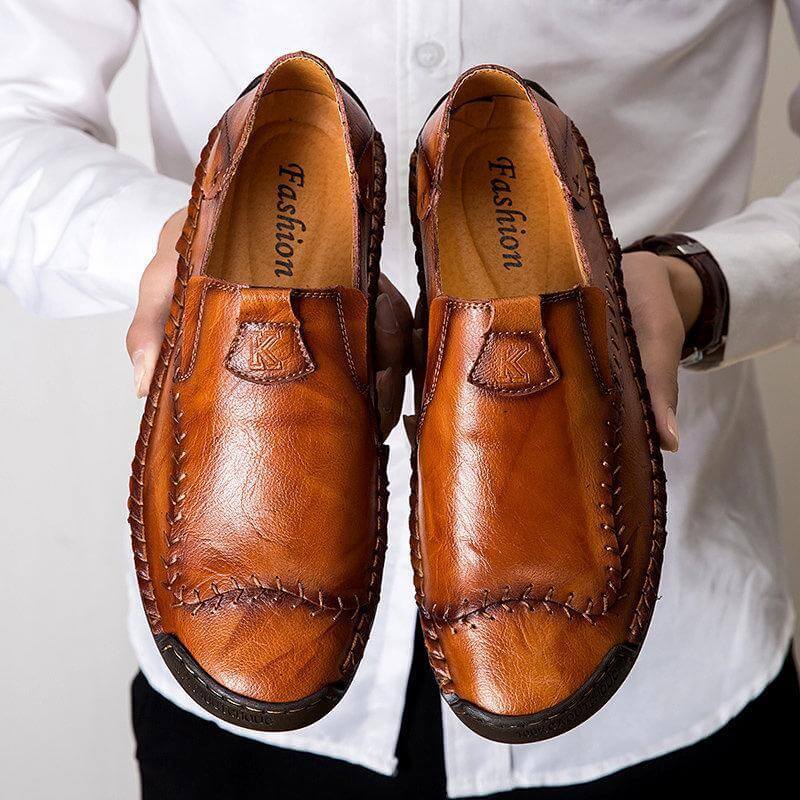 Herren Handnähte, rutschfest, große, weiche Sohle, Freizeitschuhe aus Leder