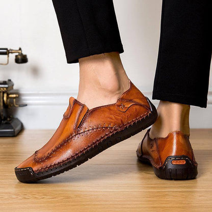 Herren Handnähte, rutschfest, große, weiche Sohle, Freizeitschuhe aus Leder