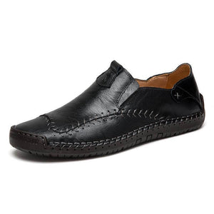 Men's hand seams, non -slip, large, soft sole, leather leisure shoes