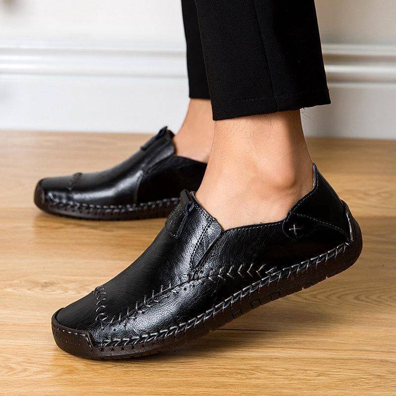 Herren Handnähte, rutschfest, große, weiche Sohle, Freizeitschuhe aus Leder