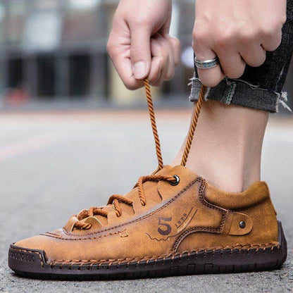 Herren Mikrofaser Leder Handnaht Komfort Weiche Freizeitschuhe