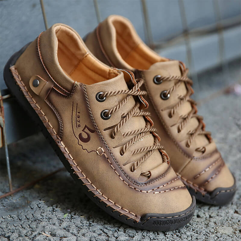 Herren Mikrofaser Leder Handnaht Komfort Weiche Freizeitschuhe