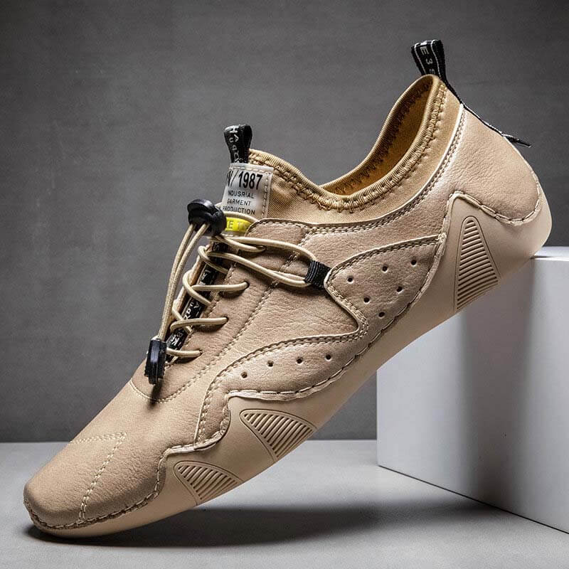 Men hand sew microras leather breathable slipproof soft, casual handmade handle