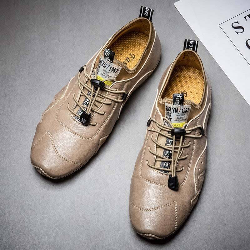 Men hand sew microras leather breathable slipproof soft, casual handmade handle