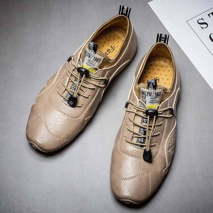 Men hand sew microras leather breathable slipproof soft, casual handmade handle