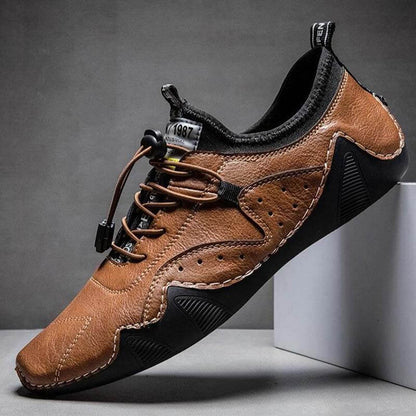 Men hand sew microras leather breathable slipproof soft, casual handmade handle