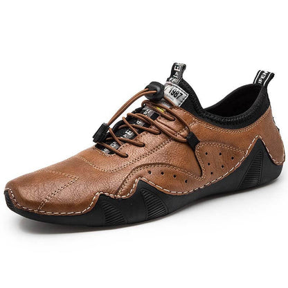 Men hand sew microras leather breathable slipproof soft, casual handmade handle