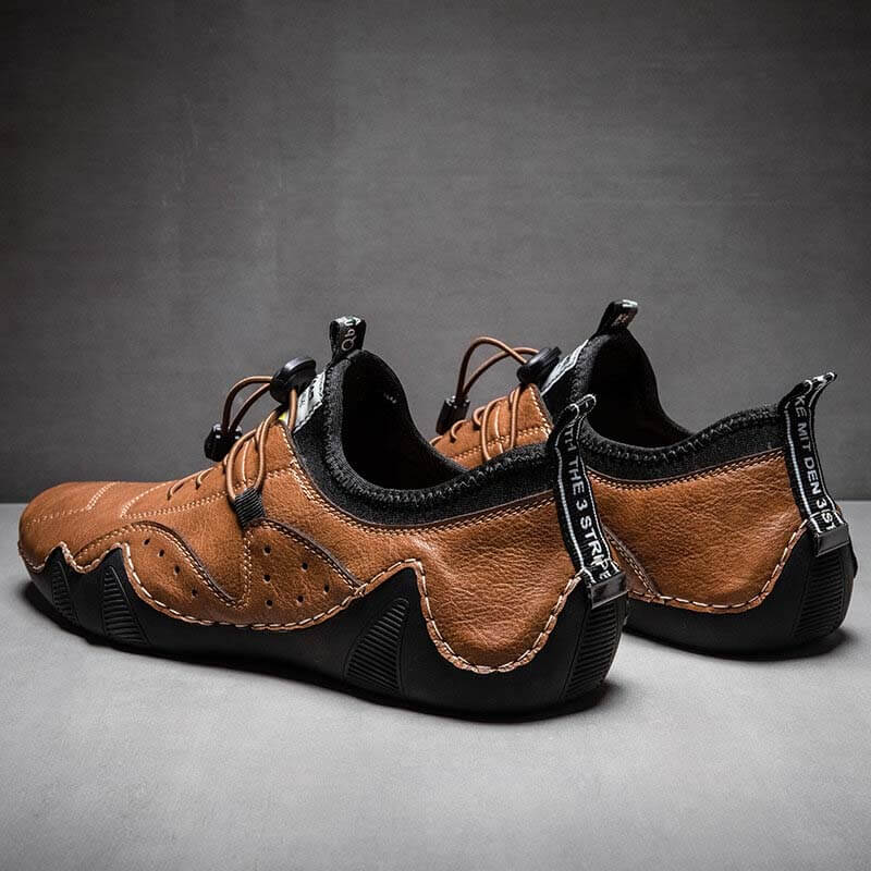 Men hand sew microras leather breathable slipproof soft, casual handmade handle