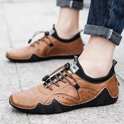 Men hand sew microras leather breathable slipproof soft, casual handmade handle