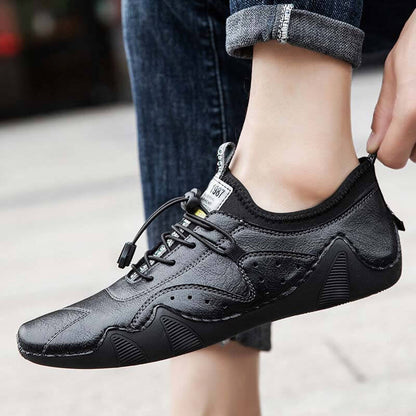 Men hand sew microras leather breathable slipproof soft, casual handmade handle
