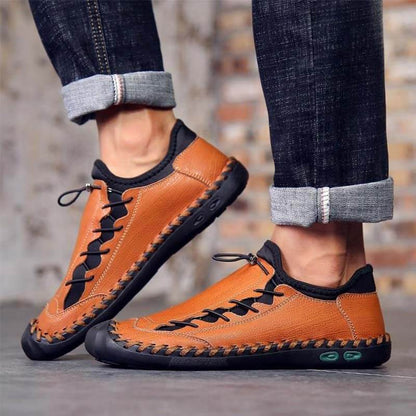Männer Leder Marke Handgemachte Komfortable Atmungsaktive Flache Schuhe Fashion Casual Arbeit Faulenzer