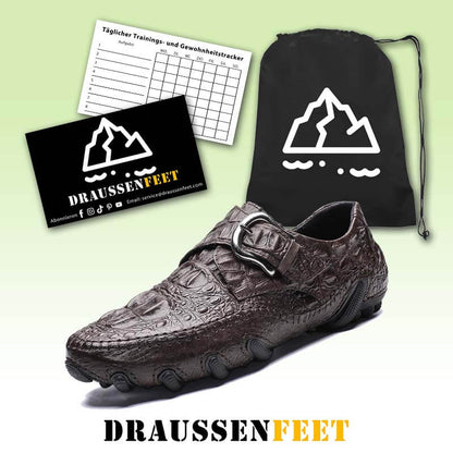 Herren Casual Echtleder Krokodilmuster Rindsleder Luxus Mode Atmungsaktiver Fahrschein auf bequemen Mokassins Schuhen