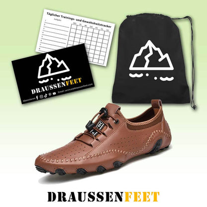 Herren handgefertigte Leder atmungsaktive lässige Soft-Soled Fahrschuhe Sneaker