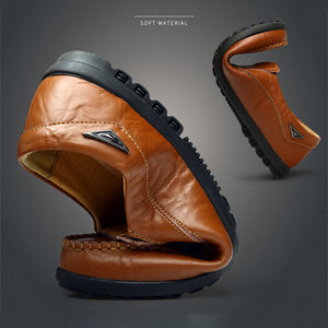 Men's real leather men casual moccasins breathing slip on driving shoes loafer